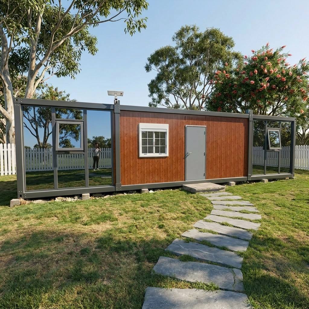 12m Connected Detachable House Launched: Black Frame, Wood-Grain Panels, Dual Glass Curtain Walls